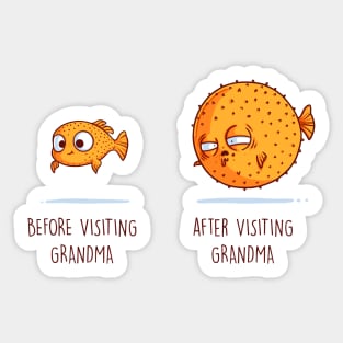 Before and After Visiting Grandma Sticker